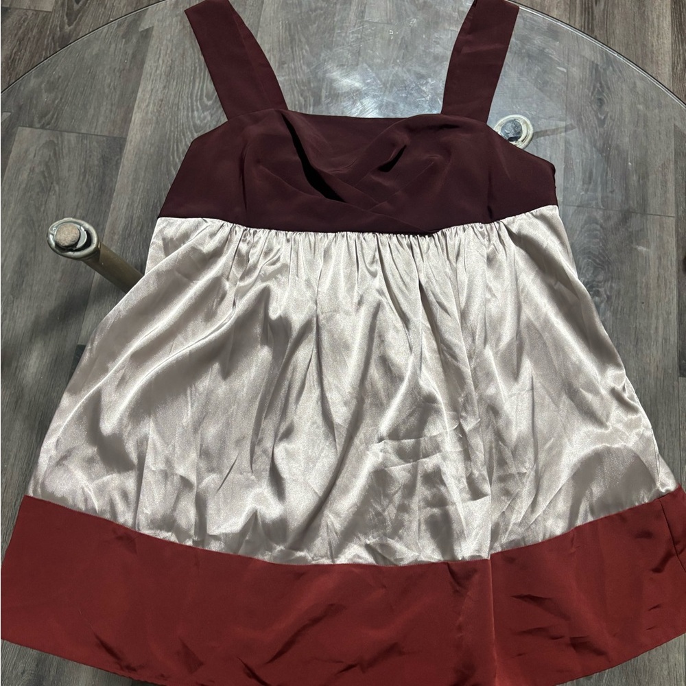 Simply Vera Vera Wang Burgundy and Cream Dress